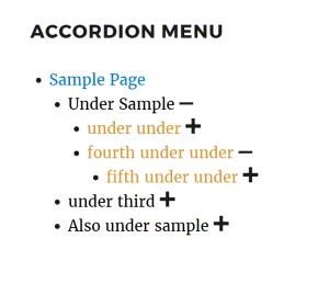 Example of an accordion menu