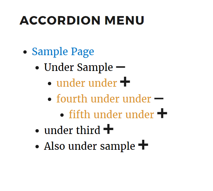 Accordion menu example