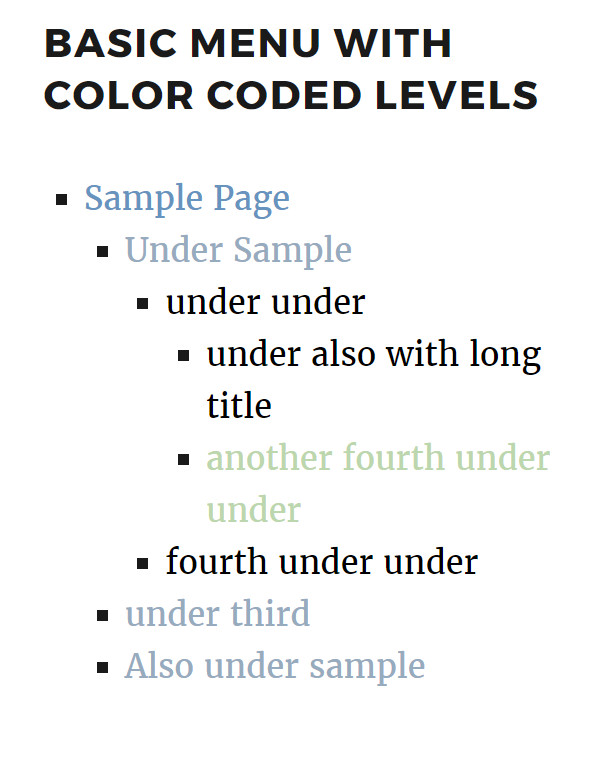 Color code levels