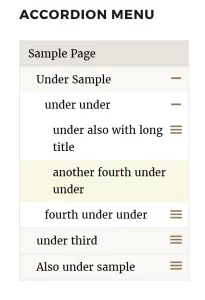 Example of an accordion menu using block styling