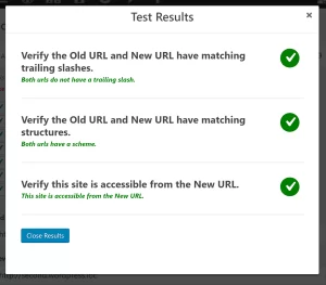 URL Testing results report