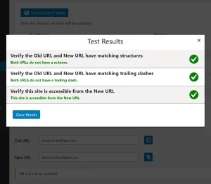 Passing URL test results
