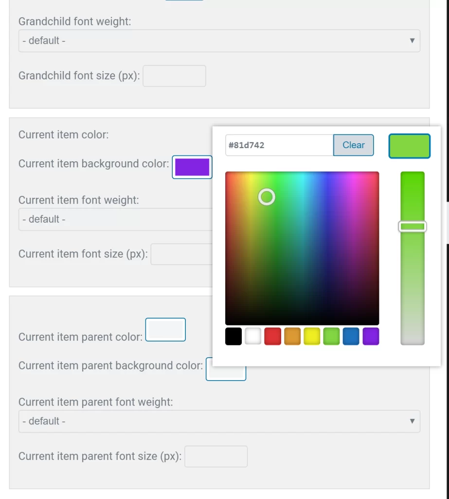 customizer settings