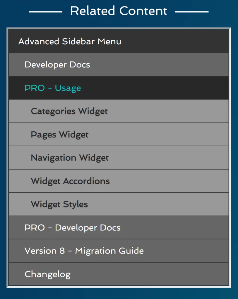 sidebar menu