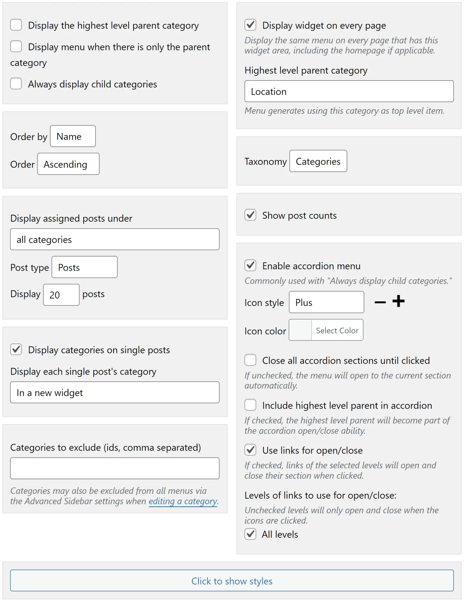 Advanced Sidebar Menu – Category Widget