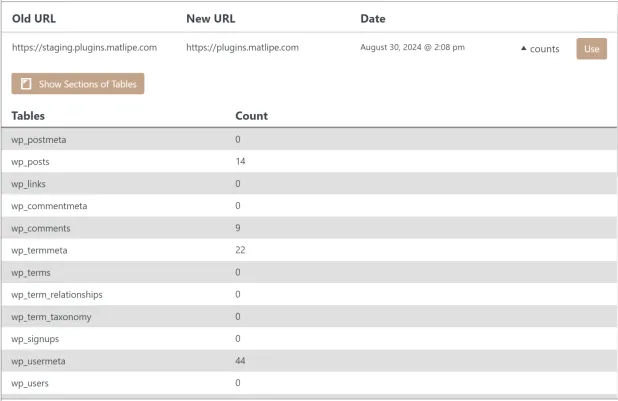 Go Live Update Urls PRO – History Counts Tables