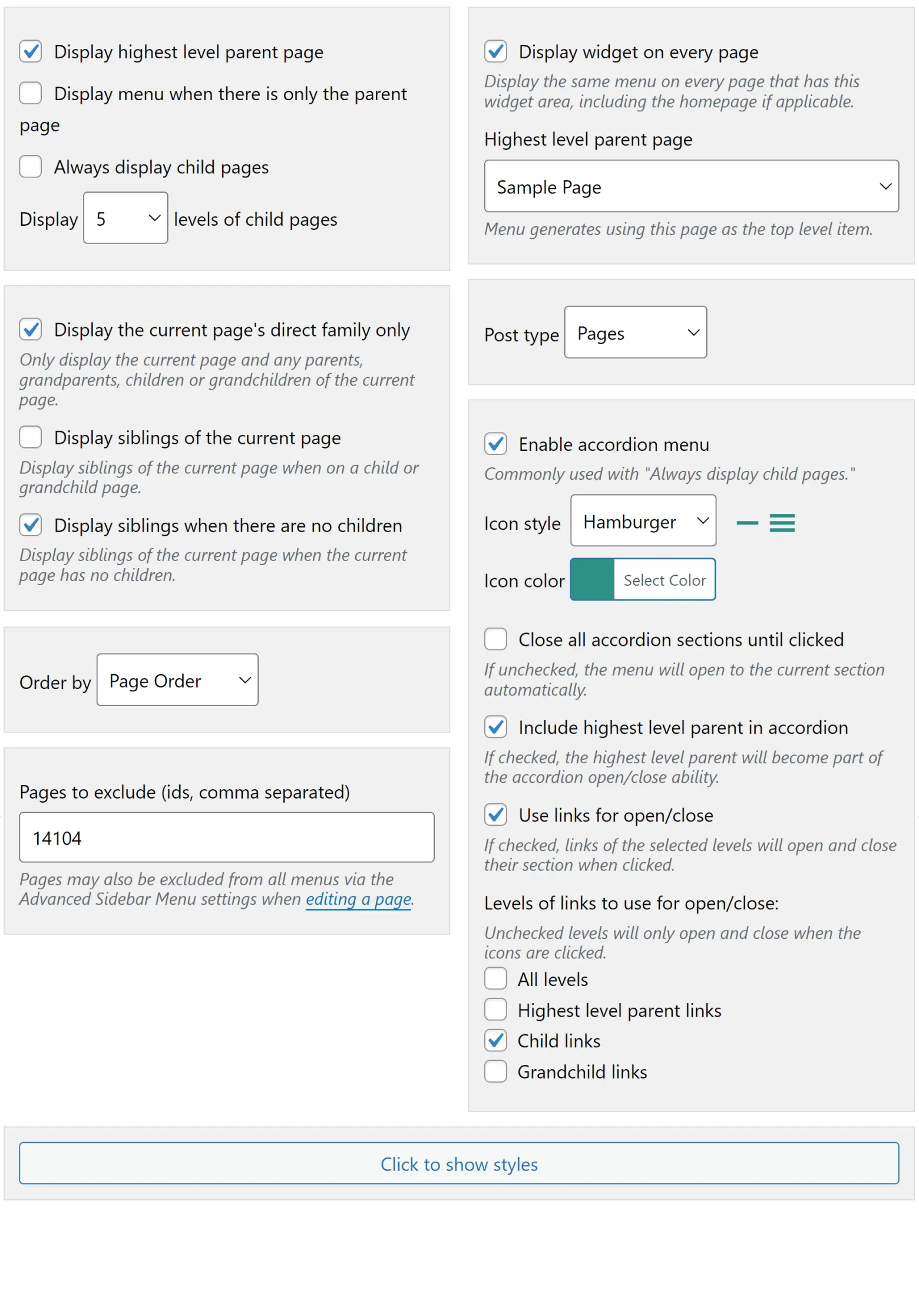 Advanced Sidebar Menu – Pages Widget