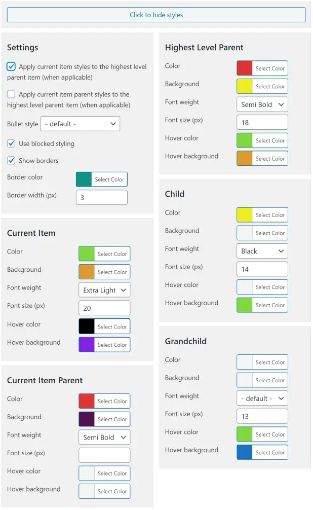 Advanced Sidebar Menu PRO – Widget Color Selections