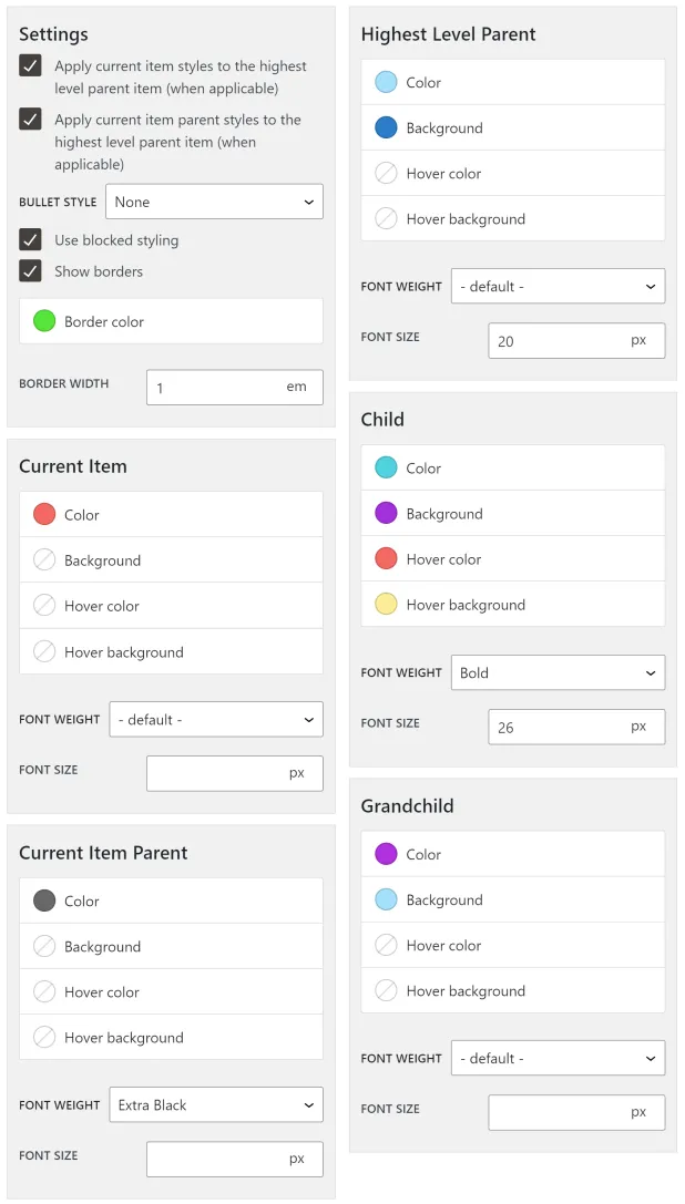 Advanced Sidebar Menu PRO – Widget Color Selections