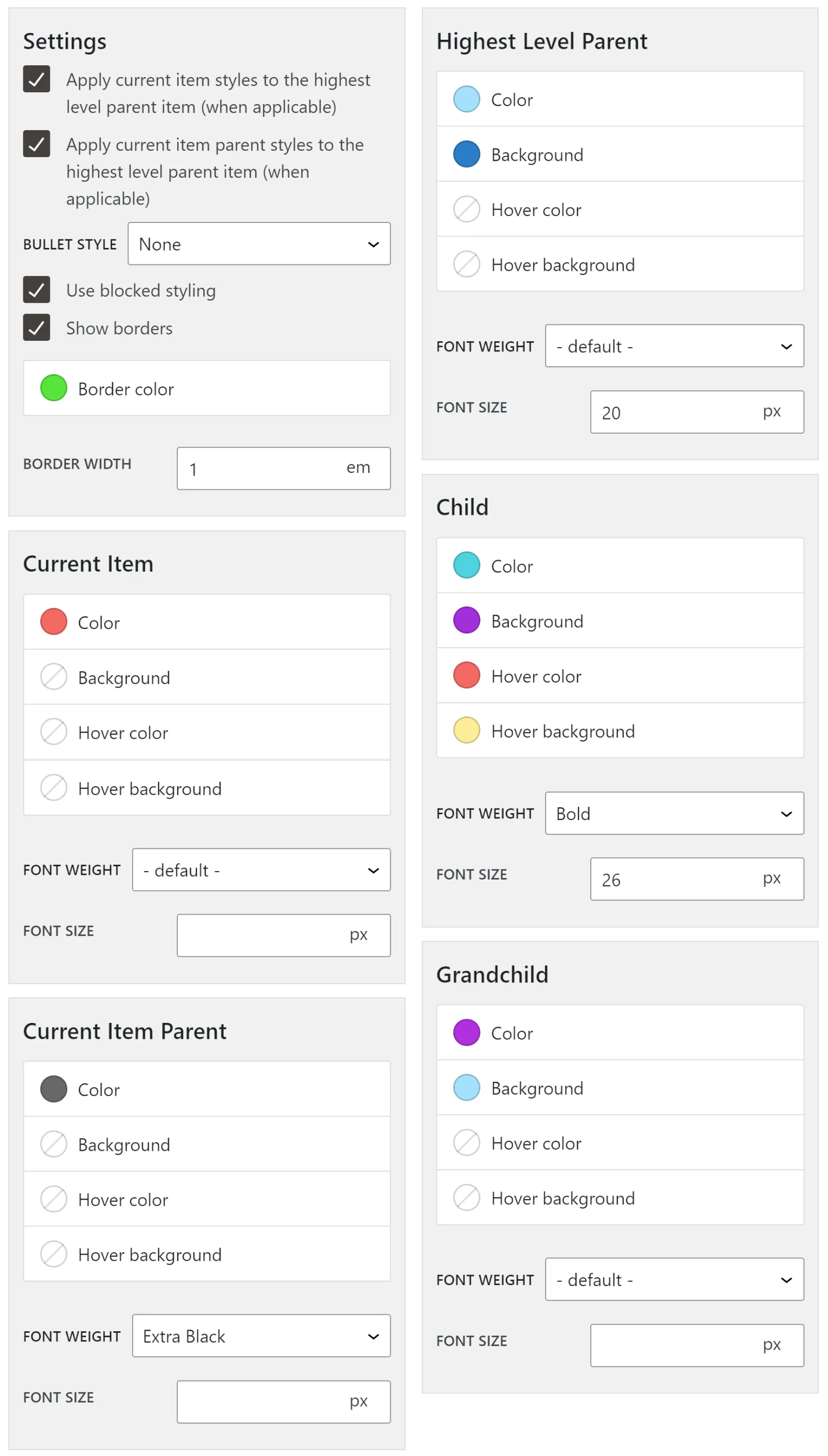 Advanced Sidebar Menu PRO – Widget Color Selections